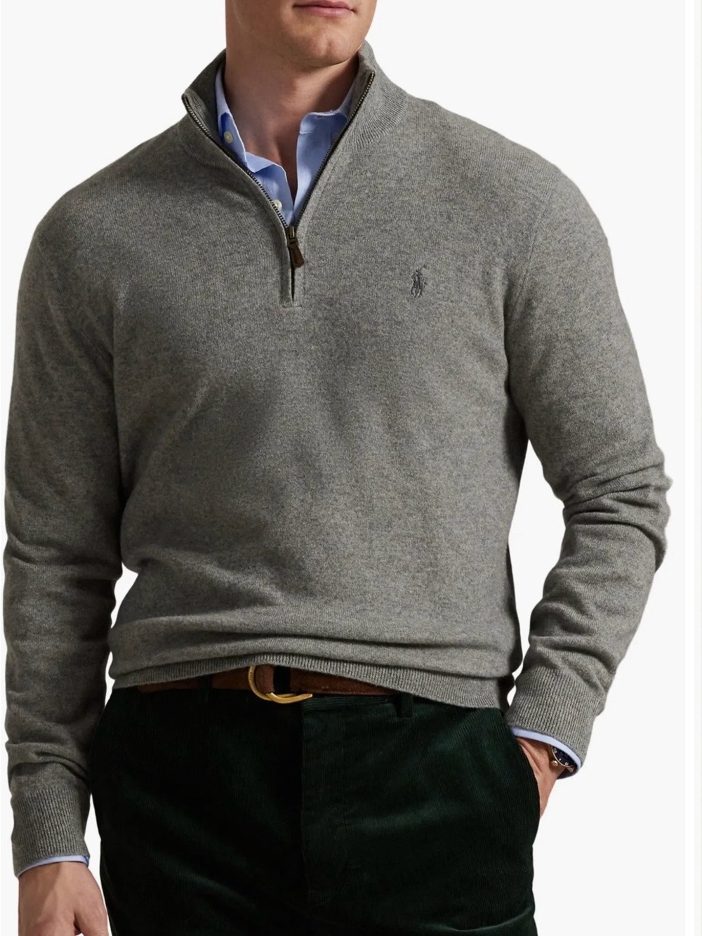 Polo by Ralph Lauren Men's size 3XLT Light Gray 3/4 zip pull-over